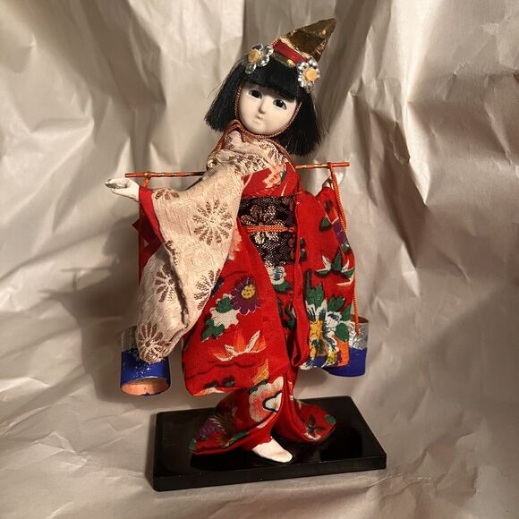 Vintage Shiokumi JAPANESE DOLL On Base 6" Tall Made In Japan - Picture 4 of 12